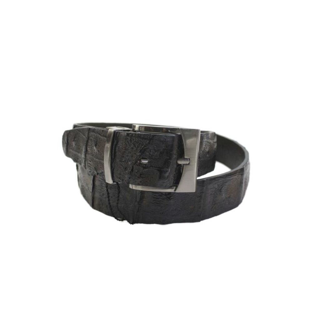 Bernini Mens Genuine American Alligator Silver Tone Buckle Belt Dark Brown Sz 38